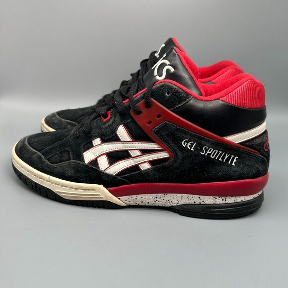 Asics Gel Spotlyte Men\'s 10.5 Black Red Suede Athletic Sneakers Lace-Up Mid Shoe main image 10